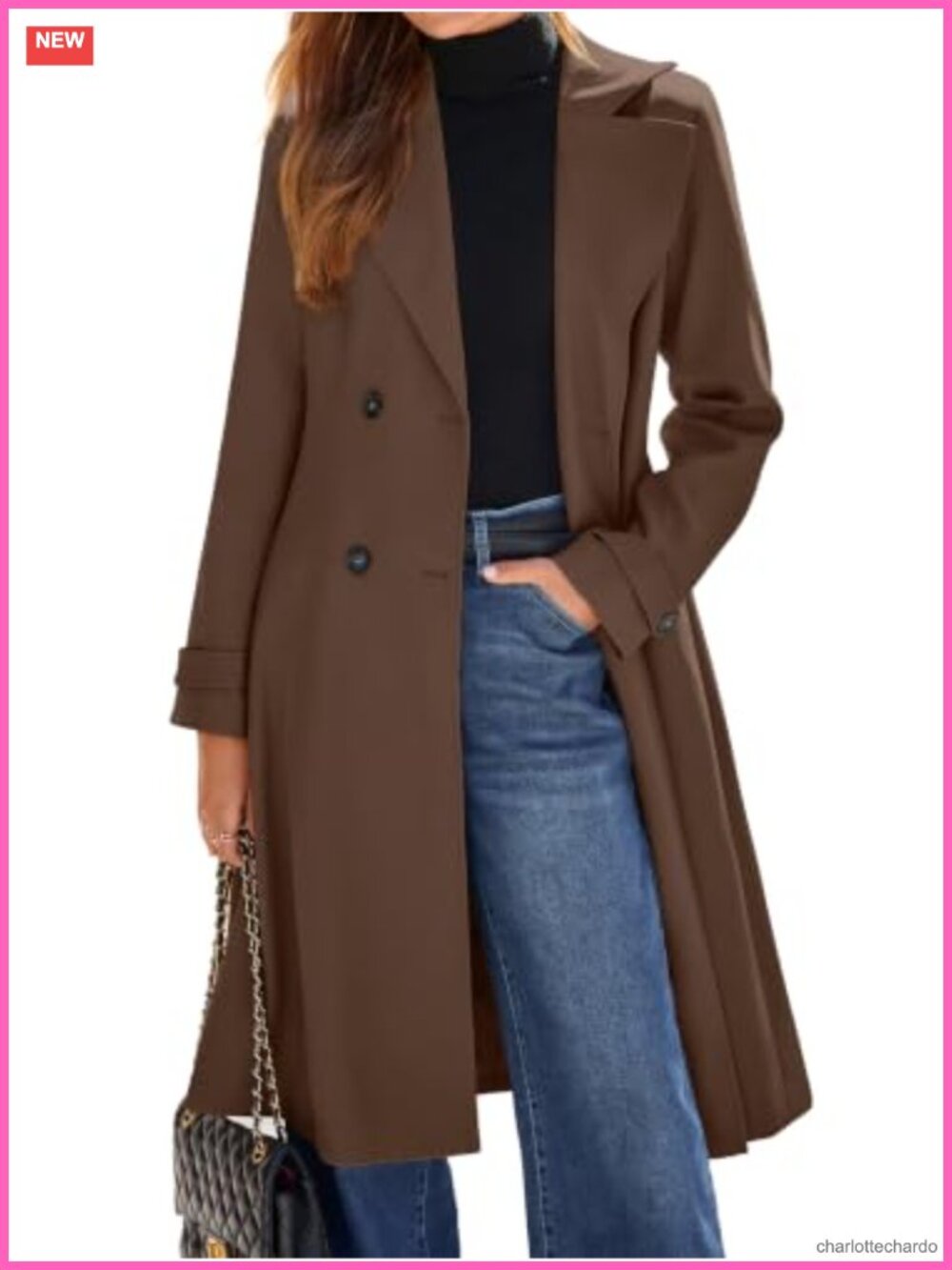 Oversized Double Breasted Long Trench Coat Winter Business